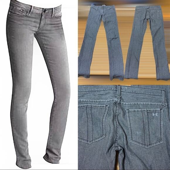 Vintage Y2K Habitual Gray Black Low Rise Straight Skinny Denim Jeans 25 - Picture 1 of 8